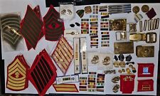 Mixed Lot Vintage Marine Corps Pins Patches Belt Buckles USMC MILITARY  picture