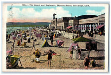 1927 The Beach and Esplanade Mission Beach San Diego California CA Postcard picture