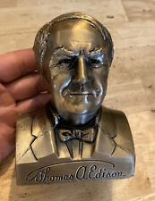 Thomas Edison Banthrico Piggy Bank Vintage Bust Patina Collector National NO KEY picture