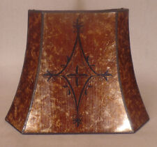 Decorated Antique Amber Cut Corner Copper Foil Frame Rectangle Mica Lamp Shade picture
