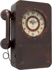 Vintage Retro Old Telephone Wall Clock Hidden Safe Battery Operated Metal Decor picture