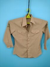 VTG USMC Shirt Mens 15.5 Tan Button Down Long Sleeve Made In USA Marines 60s 70s picture