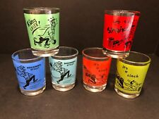 Vintage Federal Glass Bowling Themed Shot Glasses Bowling Humor Novelty Gift Six picture