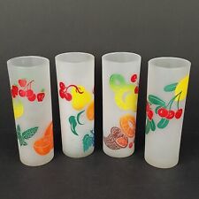 Vintage Federal Glass Frosted Tom Collins Fruit Julip Tumbler Glass Set of 4 picture
