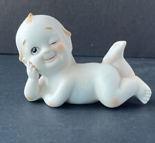 Vintage Lefton Kewpie Baby Laying On Tummy Bisque Porcelain Collectable Figurine picture