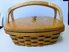 Artisan Made And Signed Wooden Pie Basket With Lid And Handles picture