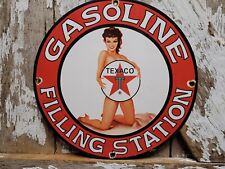VINTAGE TEXACO PORCELAIN SIGN RARE OLD FILLING STATION GASOLINE PUMP PLATE WOMAN picture