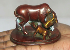 1930'S Old Unique Brass Cow Figurine Handcrafted Paper Weight, Rich Patina 9385 picture