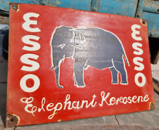 Vintage Old Rare ESSO Elephant Kerosene Oil Embossed Porcelain Enamel Sign Board picture