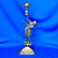 Vintage Brass Hindu Candle Holder 7-5/8” With Triangular Base picture