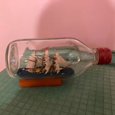 Sailing Ship in Glass Bottle Vintage 8” Wide / Excellent Nautical Decor picture