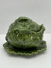 Vintage 1969 Holland Mold Green Cabbage Serving Bowl W/Lid and Underplate picture