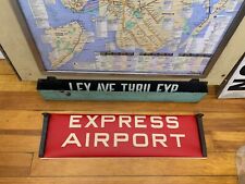 QUEENS TRANSIT 1952 NY NYC BUS ROLL SIGN FLUSHING JAMAICA EXPRESS AIRPORT DECOR picture