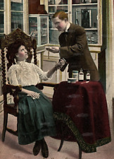 1908 DOCTOR IN OFFICE DRUGS TAKING PULSE PROPOSING TO FEMALE POSTCARD 46-69 picture