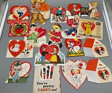 Antique Valentine card lot 18 children 1930s signed cowboy fireman pilot vintage picture
