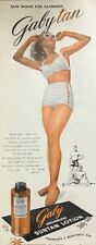 Rare 1940s Vintage Original Gaby Tan Ad Fashion Beautiful Woman Swimsuit WW2 Era picture
