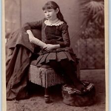 c1900s Cute Lovely Girl Holding Sheet Music? Book Cabinet Card Photo Album B10 picture