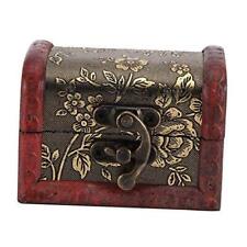 Hztyyier Vintage Wood Treasure Chest Decorative Jewelry Keepsake Boxes Trinket  picture