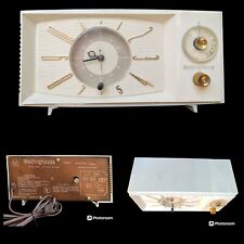 Antique Working Westinghouse Clock Radio White Model H816L5 1950's picture