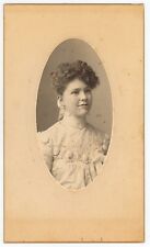 Antique c1900s Large Cabinet Card Beautiful Young Woman in Ornate White Dress picture