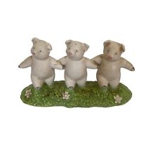 Dept 56 Vintage 3 Little Pigs Dancing on a Mound of Grass Porcelain Figurine picture