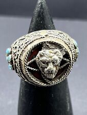Very Fine Rare Ancient Old Islamic Seljuk Period Pure Sliver Ring With Lion Face picture