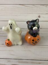 2x Vintage Halloween Black Cat & Ghost Candles Gibson Greetings 1994 Pumpkin A2 picture