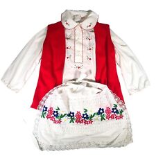 Vintage Shirt Dress Vest Apron Folk Lot European Polish White Red Embroidered picture
