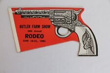 NICE VINTAGE BUTLER FARM SHOW RODEO ADVERTISING CARDBOARD 'POP GUN'-HUBLEY COLT picture