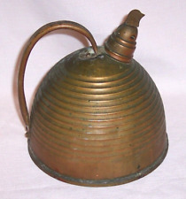 ANTIQUE 1930s Copper Bee Hive Kettle With Blue Whistling Bird ORIGINAL PATINA picture