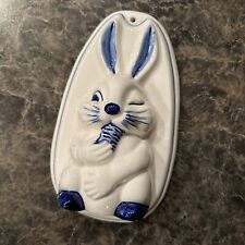 Vintage Delft Blue Winking Easter Bunny Rabbit with Carrot Ceramic Wall Hanging picture
