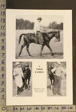 1933 EQUESTRIAN HORSE POLO SPORT GAME WILL ROGERS JIMMY JR INSERT PRINT XA22 picture