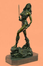 Art Deco/Nouveau Female Woman Amazon Warrior Bronze Sculpture Lost Wax Decorativ picture