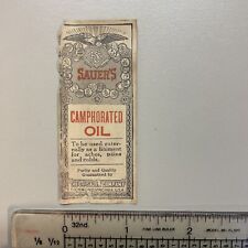 Vintage Old Label for Sauer’s Camphorated Oil Glass Bottle picture