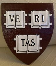 Vintage Harvard University Plaque Wooden With Leather Texture Ve Ri Tas picture
