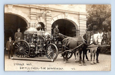 RPPC 1908. HORSE DRAWN FIRE STEAMER NO.2 BATTLE CREEK, MICH. POSTCARD ST7 picture