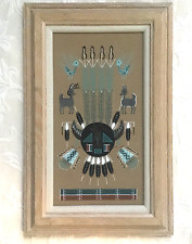 Navajo Sand Painting Framed Signed Incredible Details rare animals 11