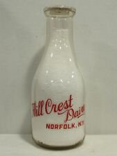 TRPQ Milk Bottle Hill Crest Dairy Farm Norfolk NY ST LAWRENCE COUNTY 1949 RARE picture