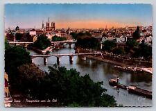 Hand Color Tinted RPPC Postcard: The Cité, Heart of Paris, France - River, 4x6