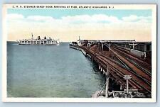 c1920's CRR Steamer Sandy Hook At Pier Atlantic Highlands New Jersey NJ Postcard picture