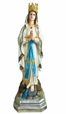 OUR LADY LOURDES LARGE 38” ORNATE STATUE CROWN JESUS VIRGIN MARY CATHOLIC ROSARY picture