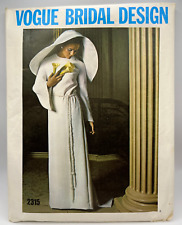 Vogue 1970 Bridal Pattern 2315 Size12 Bust34 Hips36 Jewel Neck Bell Sleeve Train picture