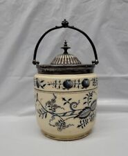 Antique Biscuit Barrel / Biscuit Jar Taylor Tunnicliffe & Co. England Blue #5351 picture