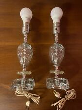 pair or press glass end table lamps VTG MCM picture