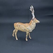 Rare HTF Antique 1920 Metal Deer Figurine with Rubber Coated Moveable Antlers picture