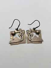 7.2g 925 EARLY TAXCO STERLING SILVER CACTUS MOON MOUNTAINS EARRINGS VINTAGE picture