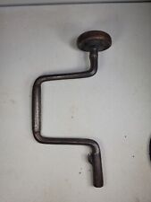 EARLY UNMARKED PATENTED HAND CRANK BRACE DRILL AUGER MID 1800S w/ SPRING LOADED  picture
