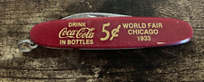 Coca Cola World Fair Chicago 1933 dual blade folding pocket knife 5¢ advertising picture