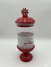 Peppermint & Pine Red Retro Old Fashioned Candy Jar Glass Canister 2023 picture
