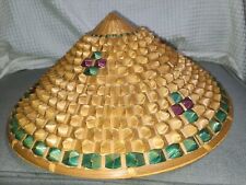 Vintage Asian Wicker Bamboo Conical Hat Gardening 16.5